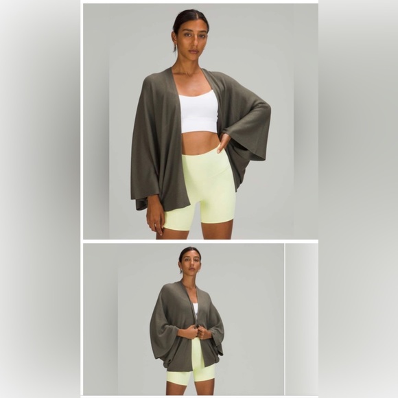 Lululemon Cashlu Knit Textured Wrap. Black - Picture 1 of 3